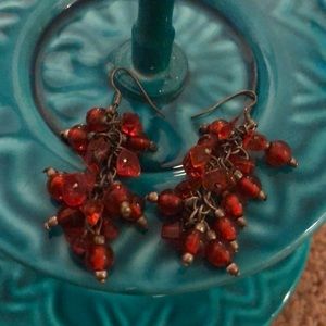 Orange dangle beaded earrings